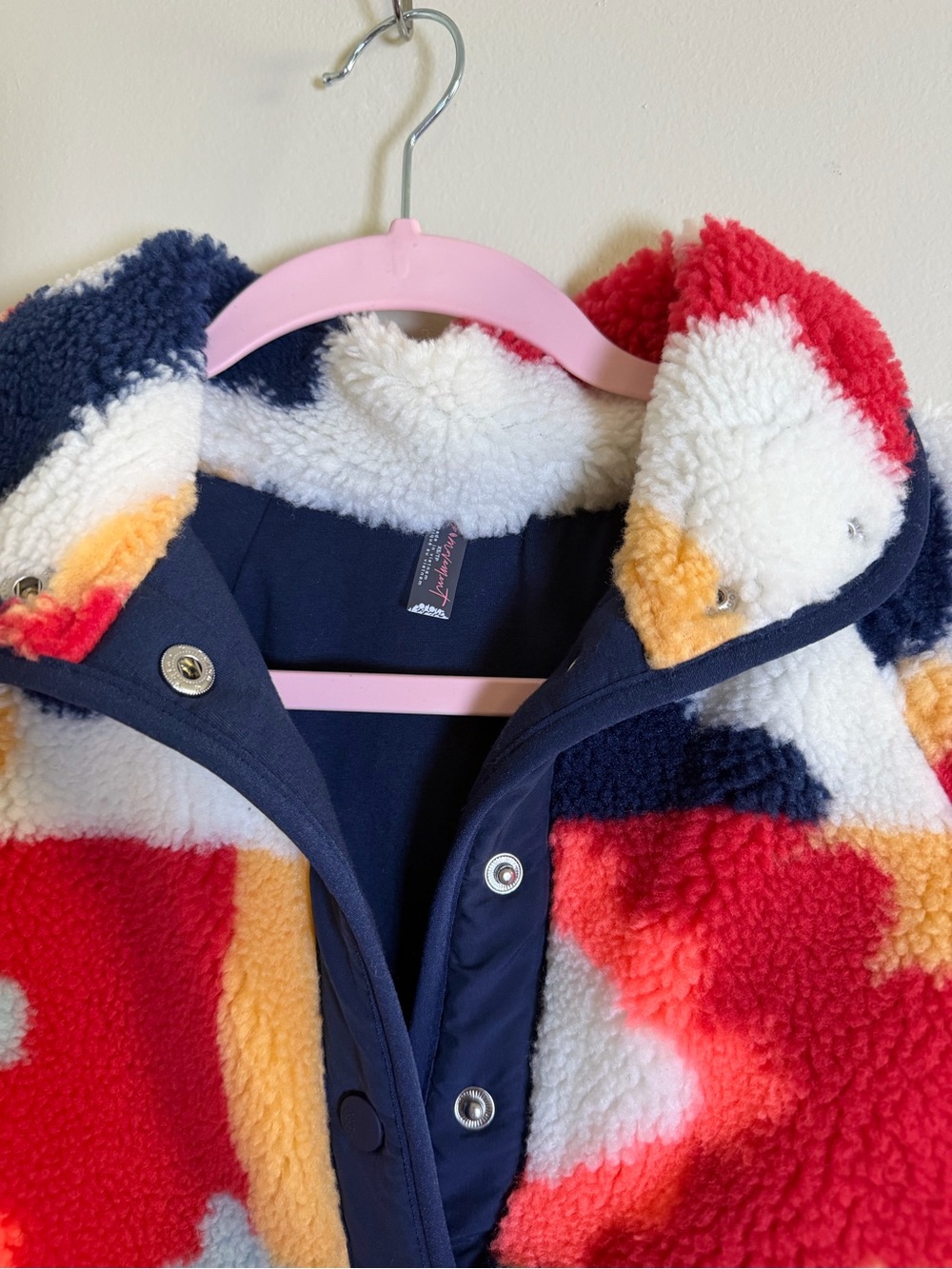 Free People Movement Multicolor Sherpa Fleece Jacket - Cozy Patterned Coat - Picture 4 of 5